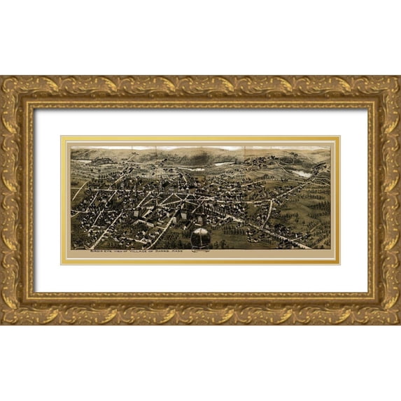 Unknown 24x13 Gold Ornate Wood Framed with Double Matting Museum Art Print Titled - Barre Massachusetts -1890