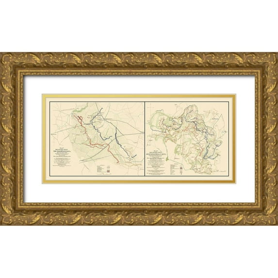 Unknown 24x13 Gold Ornate Wood Framed with Double Matting Museum Art Print Titled - Spotsylvania Wilderness Battlefields