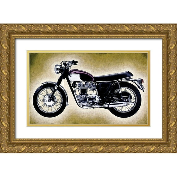 Unknown 24x16 Gold Ornate Wood Framed with Double Matting Museum Art Print Titled - Motorcycle II