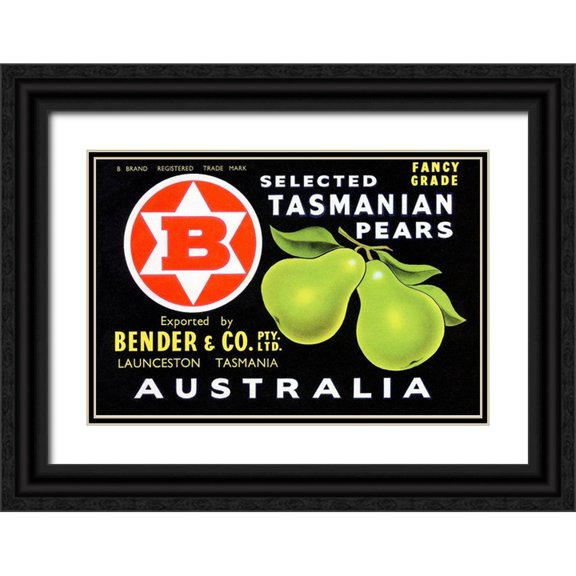Unknown 24x17 Black Ornate Wood Framed with Double Matting Museum Art Print Titled - Bender and Co. Selected Tasmanian Pears