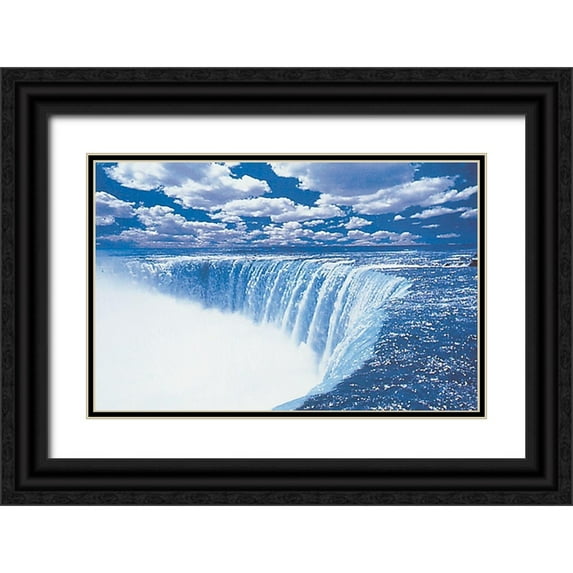 Unknown 24x17 Black Ornate Wood Framed with Double Matting Museum Art Print Titled - The Falls