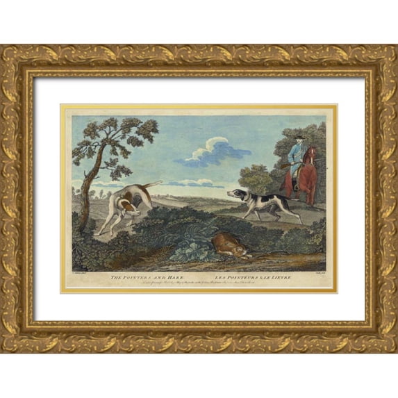 Unknown 24x17 Gold Ornate Wood Framed with Double Matting Museum Art Print Titled - The Thrill of the Chase II