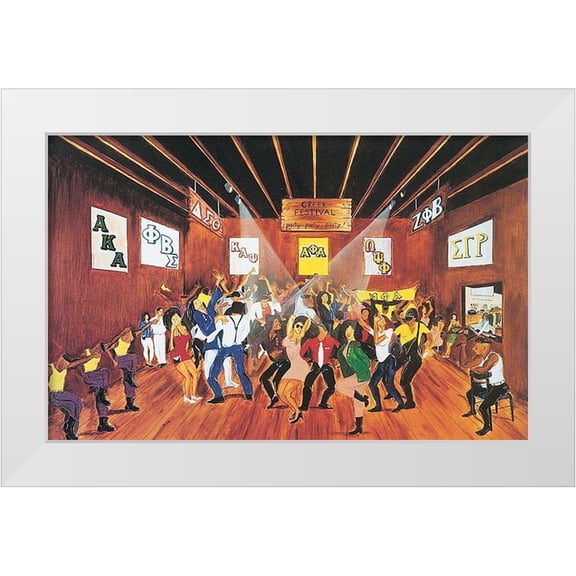 Unknown 24x17 White Modern Wood Framed Museum Art Print Titled - Frat Party