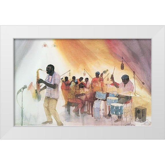 Unknown 24x17 White Modern Wood Framed Museum Art Print Titled - the Band