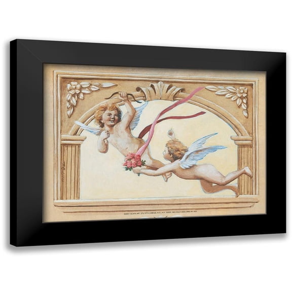 Unknown 24x18 Black Modern Framed Museum Art Print Titled - Cherub Fresco