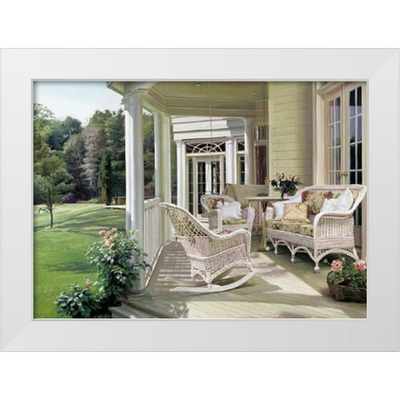 Unknown 24x18 White Modern Wood Framed Museum Art Print Titled - Porch Wicker