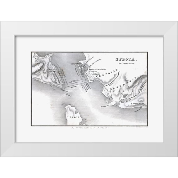 Unknown 24x18 White Modern Wood Framed Museum Art Print Titled - Syvota - Greece - Oxford 1828