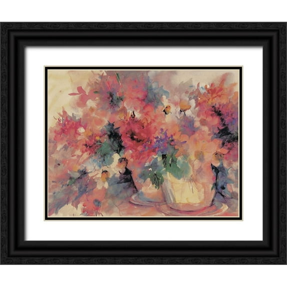 Unknown 24x19 Black Ornate Wood Framed with Double Matting Museum Art Print Titled - Bouquet Abstract I