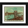 thumbnail image 1 of Unknown 24x19 Black Ornate Wood Framed with Double Matting Museum Art Print Titled - Brooklyn Bridge, 1 of 4