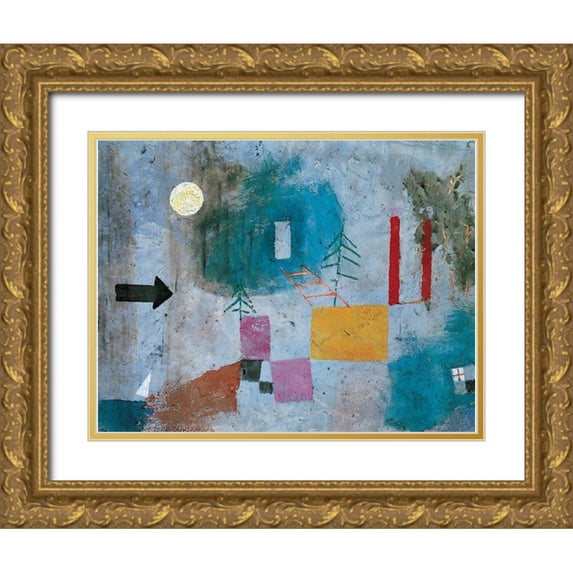 Unknown 24x19 Gold Ornate Wood Framed with Double Matting Museum Art Print Titled - Full Moon