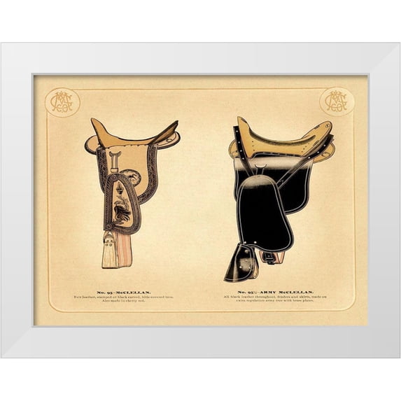 Unknown 24x19 White Modern Wood Framed Museum Art Print Titled - Saddles and Tack: McClellan Saddles #1