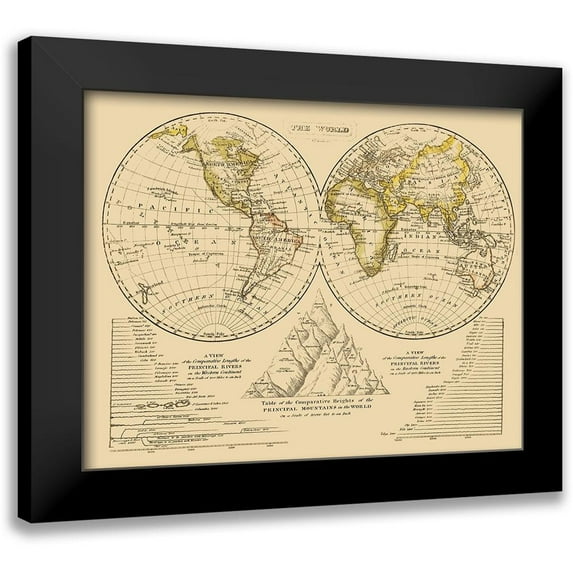 Unknown 24x20 Black Modern Framed Museum Art Print Titled - North Pole South Pole