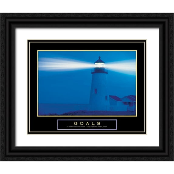 Unknown 24x20 Black Ornate Wood Framed with Double Matting Museum Art Print Titled - Lighthouse