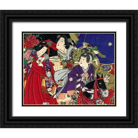 Unknown 24x20 Black Ornate Wood Framed with Double Matting Museum Art Print Titled - Tokugawa Ietsugu, Seventh Shogun, Ruled 1713-1716