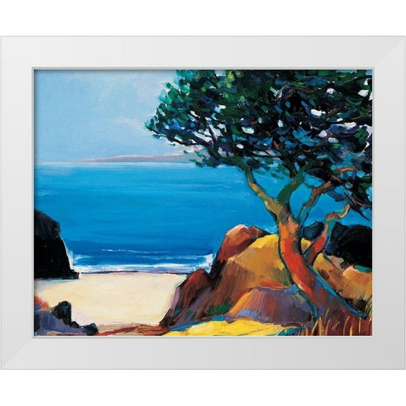 Unknown 24x20 White Modern Wood Framed Museum Art Print Titled - Tree by the Sea