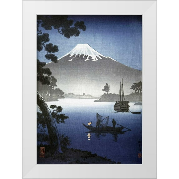 Unknown 24x32 White Modern Wood Framed Museum Art Print Titled - Japanese Print - Mount Fuji from Tagonoura By Shinsei