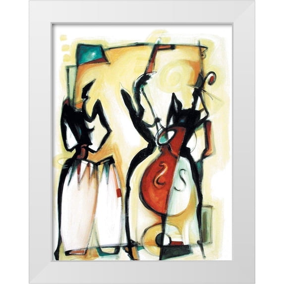 Unknown 25x32 White Modern Wood Framed Museum Art Print Titled - Bass and Bongos