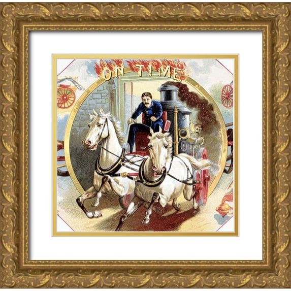 Unknown 26x26 Gold Ornate Wood Framed with Double Matting Museum Art Print Titled - On Time