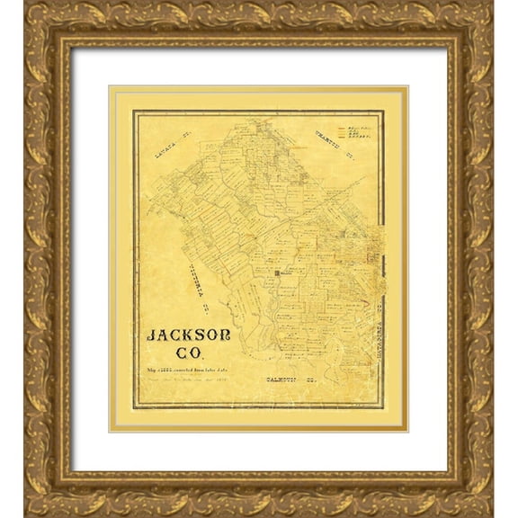 Unknown 26x30 Gold Ornate Wood Framed with Double Matting Museum Art Print Titled - Jackson County Texas - 1867