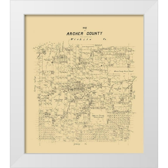 Unknown 26x30 White Modern Wood Framed Museum Art Print Titled - Archer County Texas - 1879