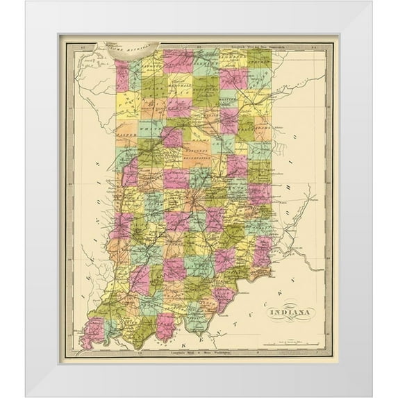 Unknown 26x30 White Modern Wood Framed Museum Art Print Titled - Indiana - 1841