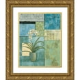thumbnail image 1 of Unknown 26x32 Gold Ornate Wood Framed with Double Matting Museum Art Print Titled - Aqua Blue Orchid Collage, 1 of 4