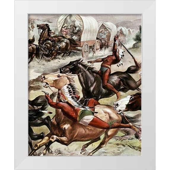 Unknown 26x32 White Modern Wood Framed Museum Art Print Titled - Buffalo Bills Wild West-Detail