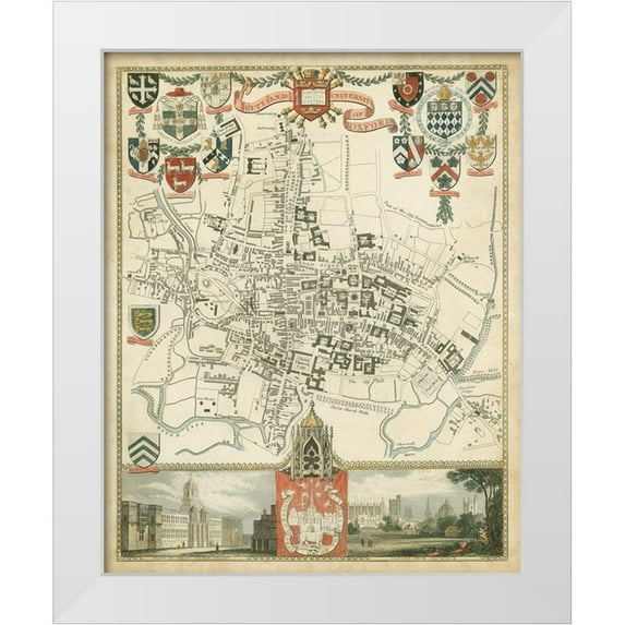 Unknown 26x32 White Modern Wood Framed Museum Art Print Titled - City and University of Oxford