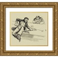 thumbnail image 1 of Unknown 29x26 Gold Ornate Wood Framed with Double Matting Museum Art Print Titled - Pool Hall Antics VII, 1 of 4