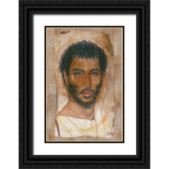 Unknown 2nd Century Romano-Egyptian Artisan 11x14 Black Ornate Wood Framed with Double Matting Museum Art Print Titled - Mummy Portrait of a Bearded Man