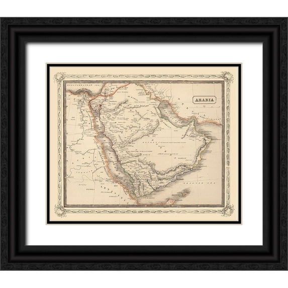 Unknown 31x26 Black Ornate Wood Framed with Double Matting Museum Art Print Titled - Arabia