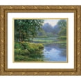thumbnail image 1 of Unknown 31x26 Gold Ornate Wood Framed with Double Matting Museum Art Print Titled - Lilypads, 1 of 4