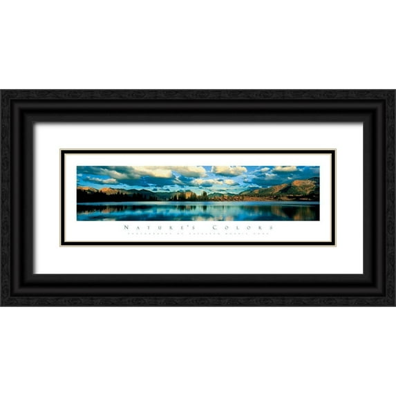 Unknown 32x13 Black Ornate Wood Framed with Double Matting Museum Art Print Titled - Lake Molas