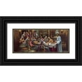 thumbnail image 1 of Unknown 32x15 Black Ornate Wood Framed with Double Matting Museum Art Print Titled - Black Last Supper, 1 of 4