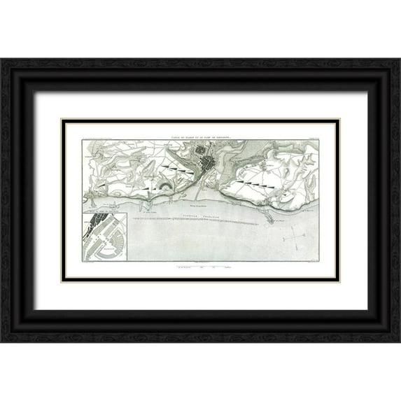 Unknown 32x20 Black Ornate Wood Framed with Double Matting Museum Art Print Titled - Boulogne-sur-Mer, Basin and Camp France