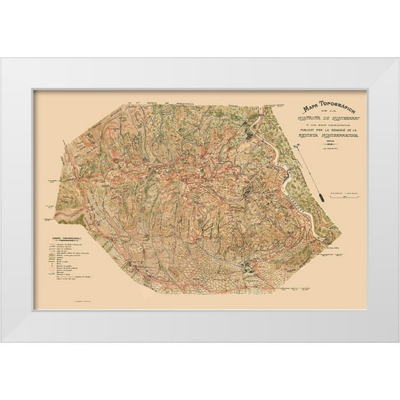 Unknown 32x22 White Modern Wood Framed Museum Art Print Titled - Montserrat Spain - 1920
