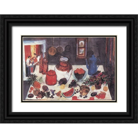 Unknown 32x23 Black Ornate Wood Framed with Double Matting Museum Art Print Titled - Set the Table