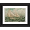 thumbnail image 1 of Unknown 32x23 Black Ornate Wood Framed with Double Matting Museum Art Print Titled - Vigilant and Valkyre, 1872, 1 of 4