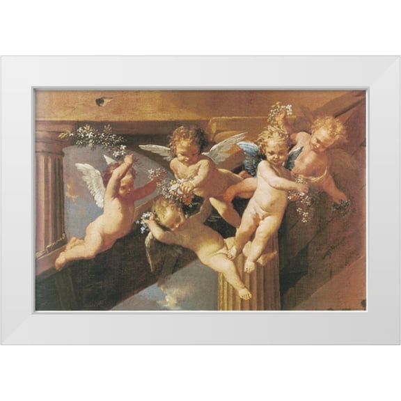 Unknown 32x23 White Modern Wood Framed Museum Art Print Titled - Cherubs