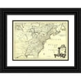 thumbnail image 1 of Unknown 32x24 Black Ornate Wood Framed with Double Matting Museum Art Print Titled - America with French English Establishments - 1756, 1 of 4