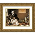 thumbnail image 1 of Unknown 32x24 Gold Ornate Wood Framed with Double Matting Museum Art Print Titled - Teacher, 1 of 4