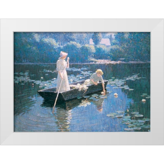 Unknown 32x24 White Modern Wood Framed Museum Art Print Titled - On the Lake
