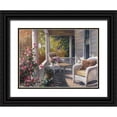 thumbnail image 1 of Unknown 32x25 Black Ornate Wood Framed with Double Matting Museum Art Print Titled - Wicker Porch, 1 of 4