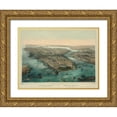 thumbnail image 1 of Unknown 32x25 Gold Ornate Wood Framed with Double Matting Museum Art Print Titled - Birds-eye view of Manhattan, New York, 1 of 4