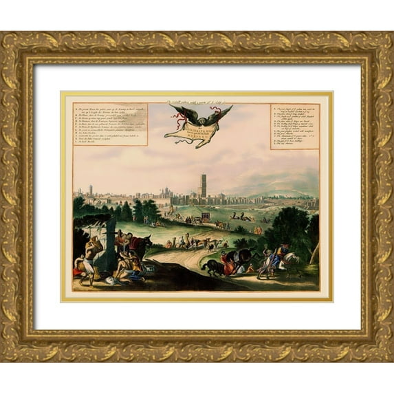 Unknown 32x25 Gold Ornate Wood Framed with Double Matting Museum Art Print Titled - Mediterranean Rabat Palace Morocco Picture - 1670