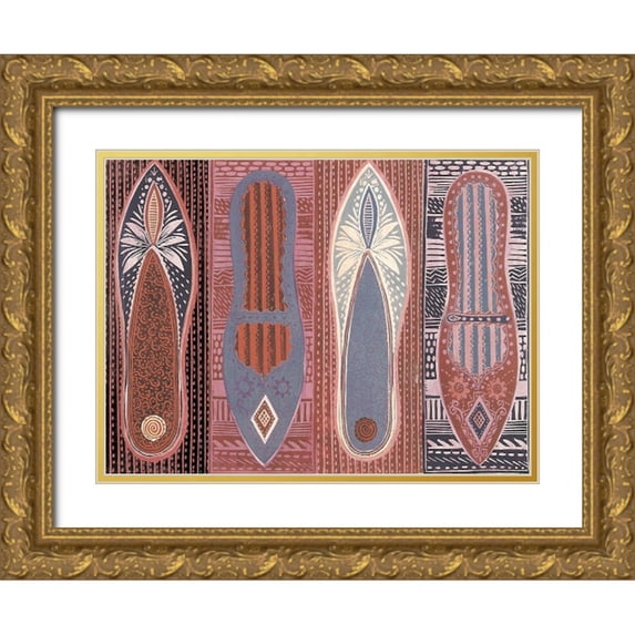 Unknown 32x25 Gold Ornate Wood Framed with Double Matting Museum Art Print Titled - Slippers II