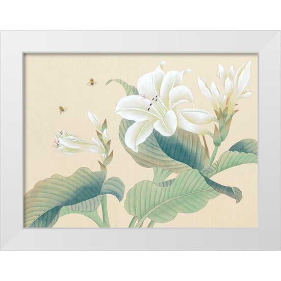 Unknown 32x25 White Modern Wood Framed Museum Art Print Titled - Oriental Bees I