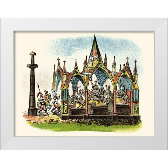 Unknown 32x25 White Modern Wood Framed Museum Art Print Titled - The Seven Silver Statues