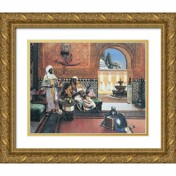 Unknown 32x26 Gold Ornate Wood Framed with Double Matting Museum Art Print Titled - Kasbah