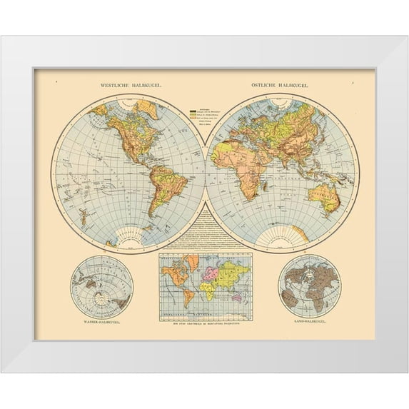 Unknown 32x26 White Modern Wood Framed Museum Art Print Titled - Eastern Western Hemispheres